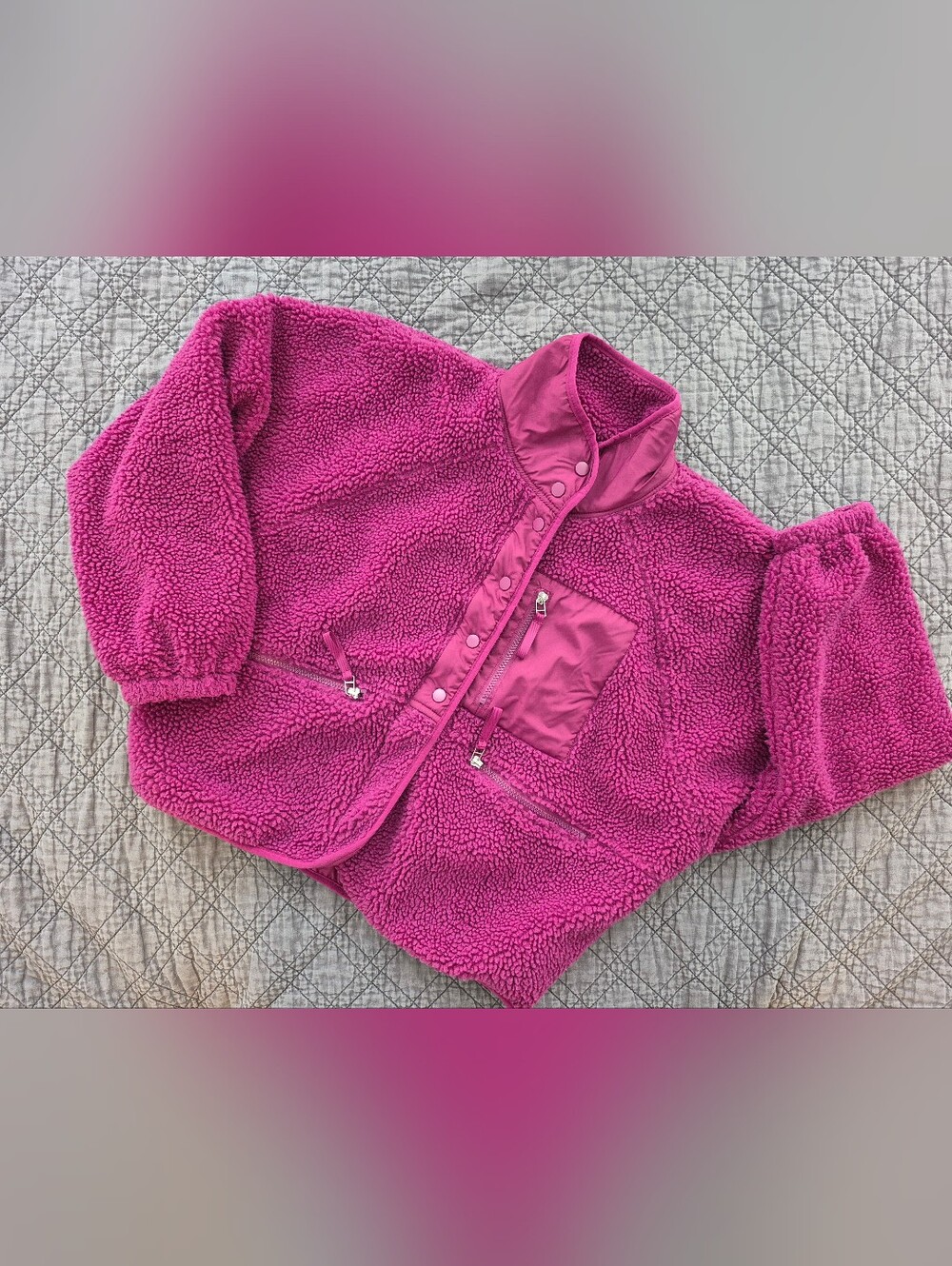 Marc New York Mixed Media Fleece Sherpa Jacket in Orchid Size M